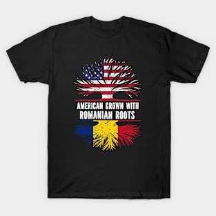 American Grown with Romanian Roots USA Flag T-Shirt